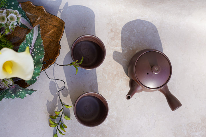 Tsuchi no Shizuka — Handcrafted Japanese Clay Tea Set (3-Piece)